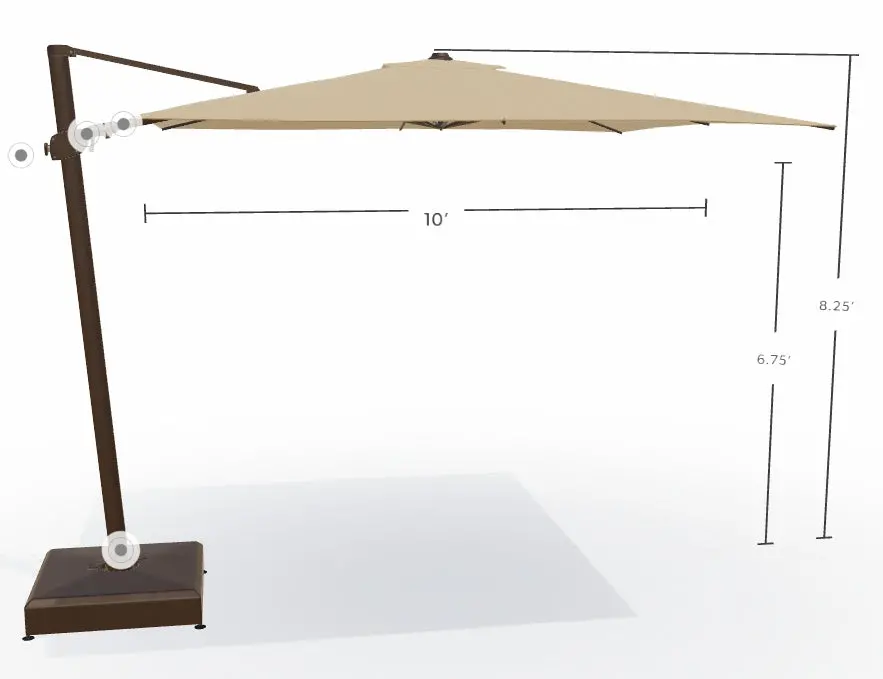 10' Square Cantilever Bronze Frame Champagne Canopy Umbrella 2