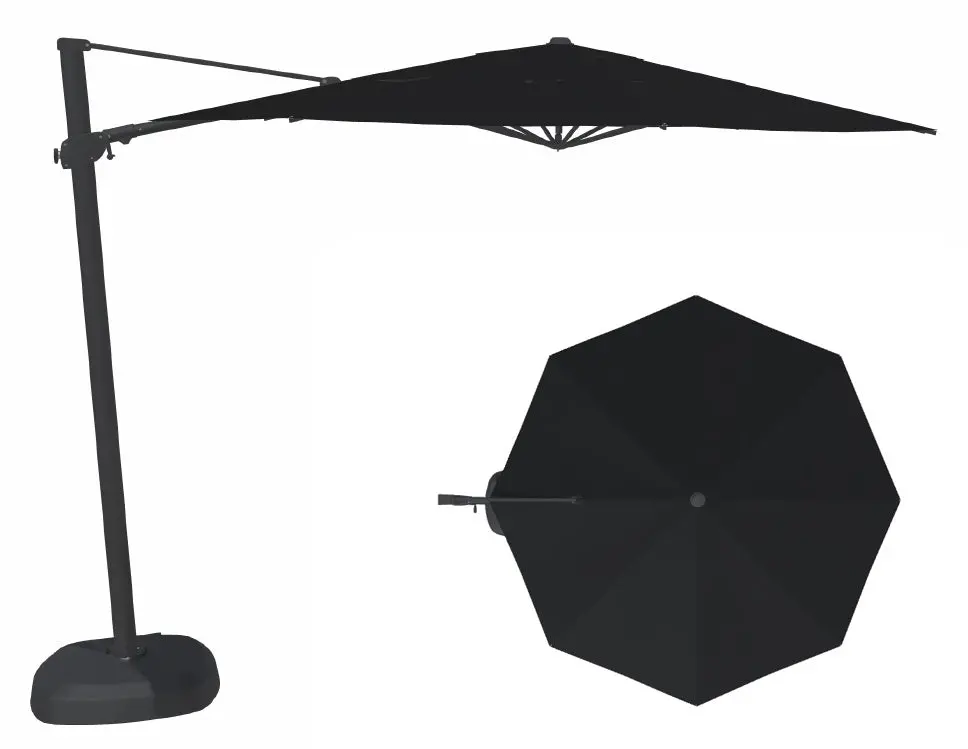11.5' Octagon Cantilever Black Frame Black Canopy Umbrella 1