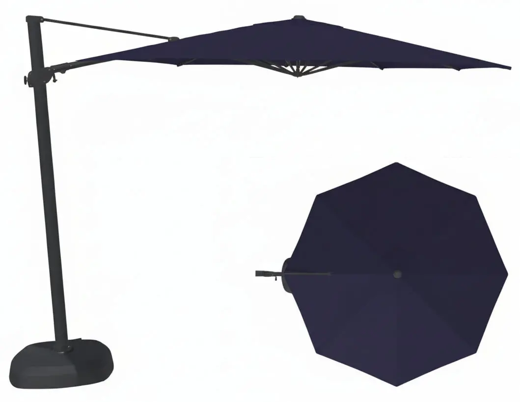11.5' Octagon Cantilever Black Frame Indigo Canopy Umbrella 1