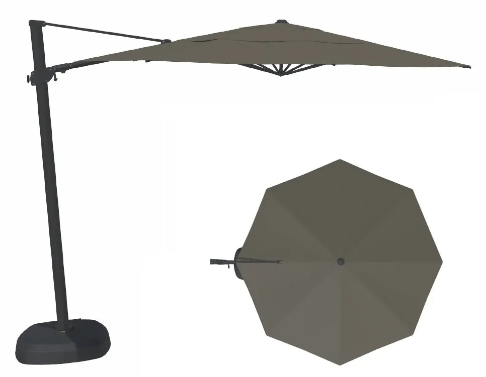 11.5' Octagon Cantilever Black Frame Charcoal Canopy Umbrella 1
