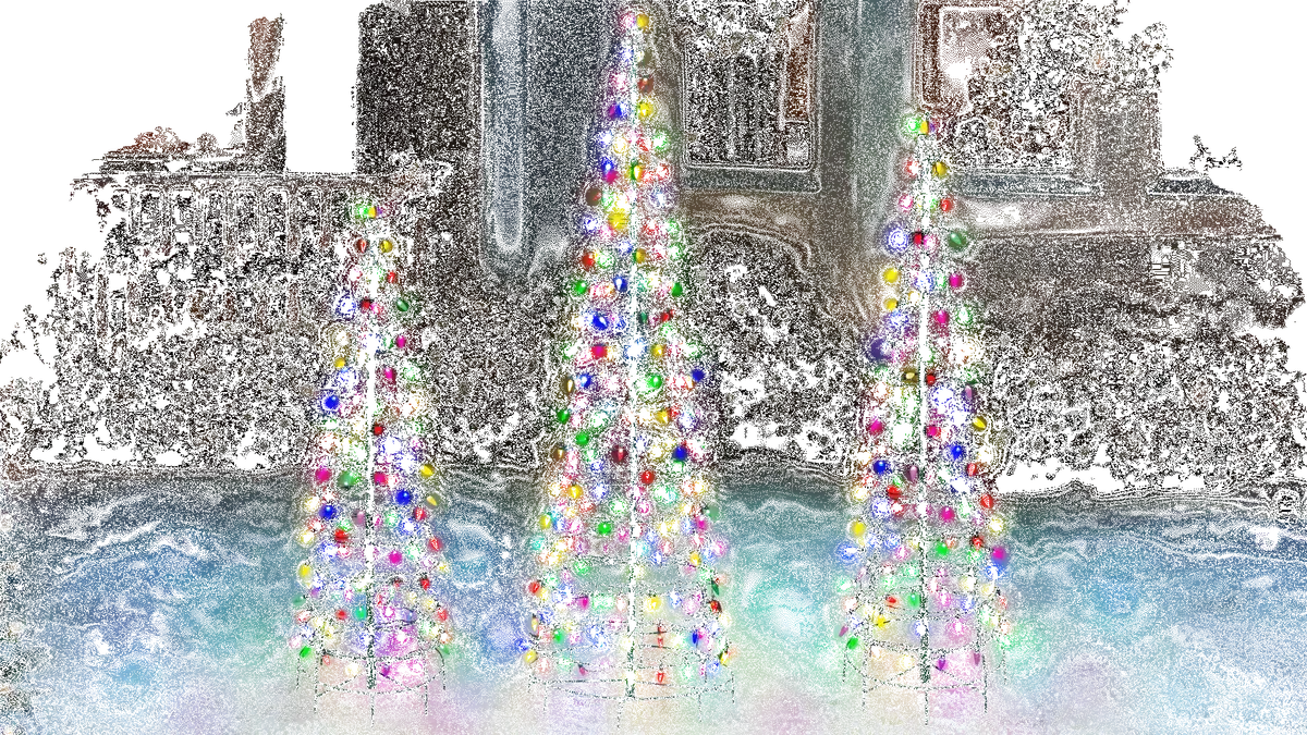 Set Of 3 Twinkling Multi-Colored C5 Cone Tree Decorations (4'/6'/8') 1