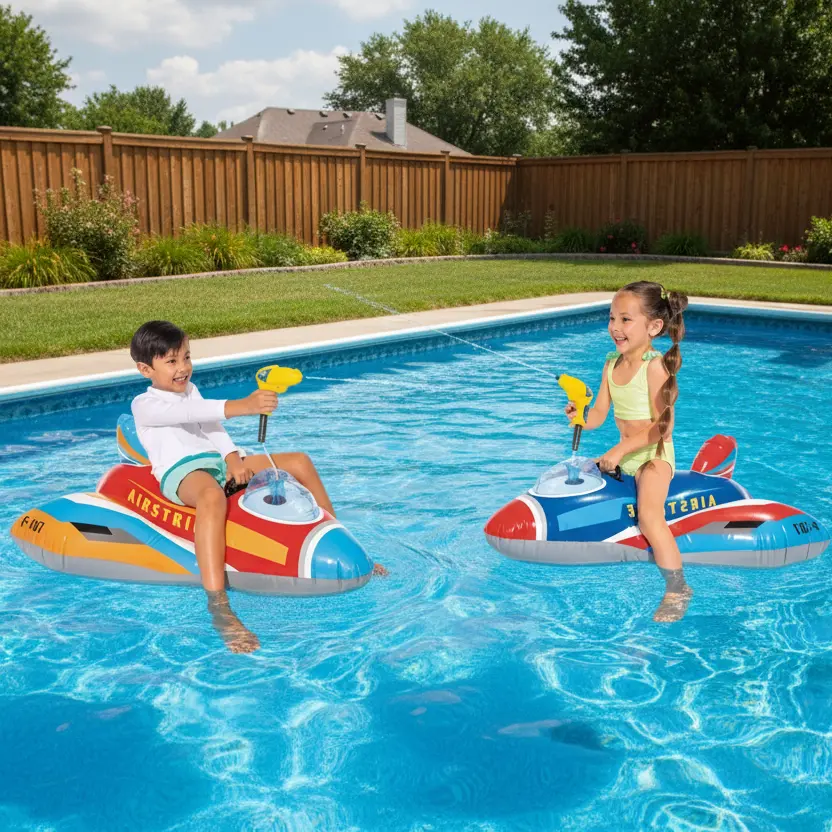 Jet Fighter Pool Ride-On With Water Blaster 1