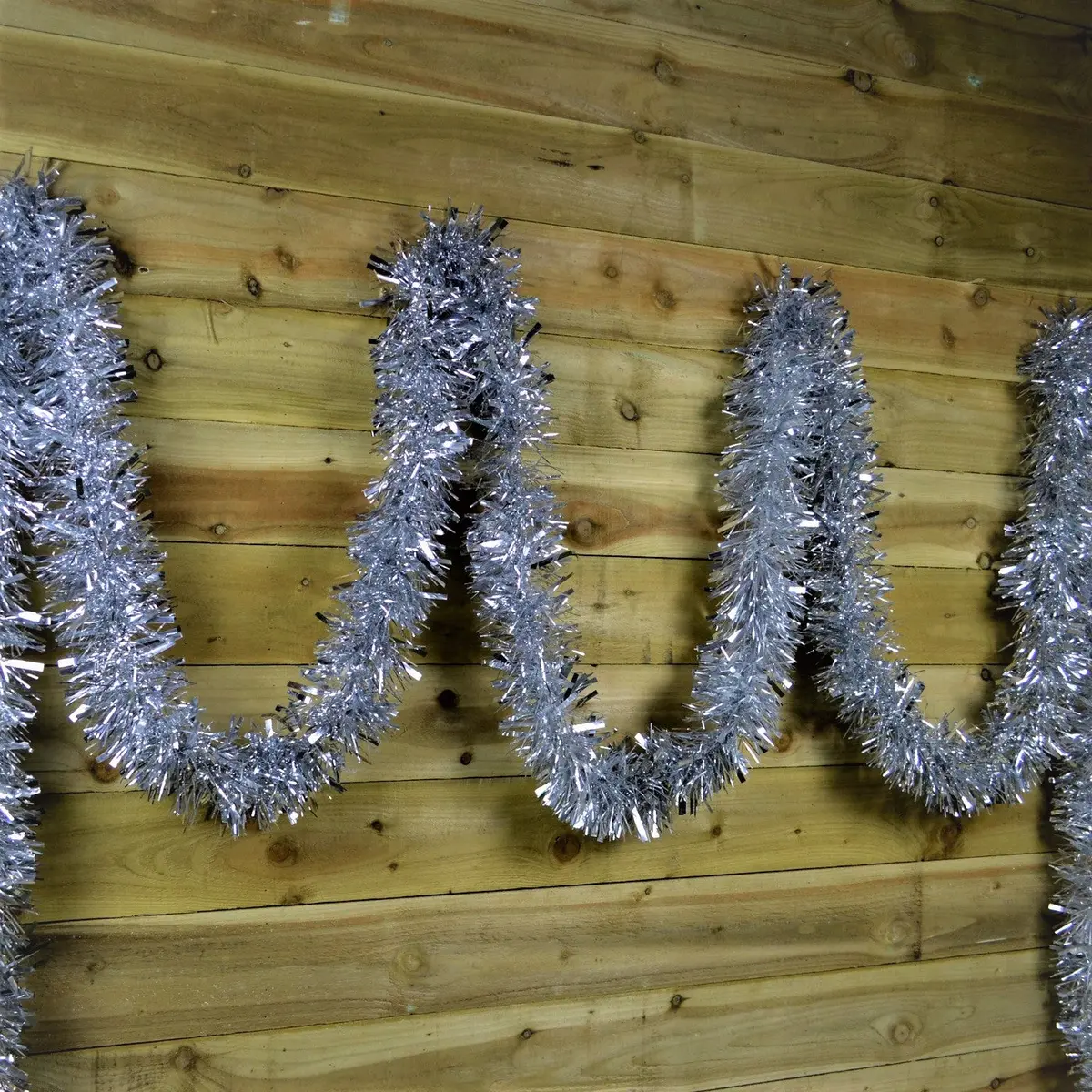 15' Silver Tinsel Christmas Garland 1