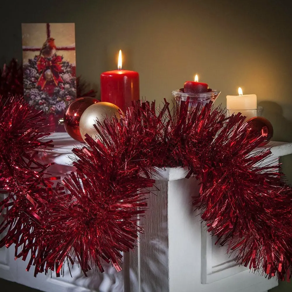 15' Red Tinsel Christmas Garland 1