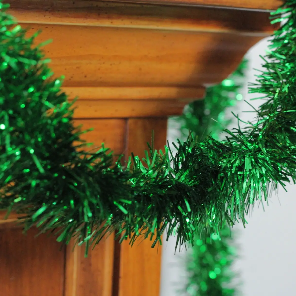 15' Green Tinsel Christmas Garland 1