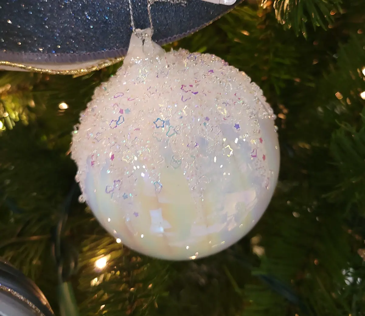 White Glitter Glass Ornament (Ball/Onion/Finial) 2