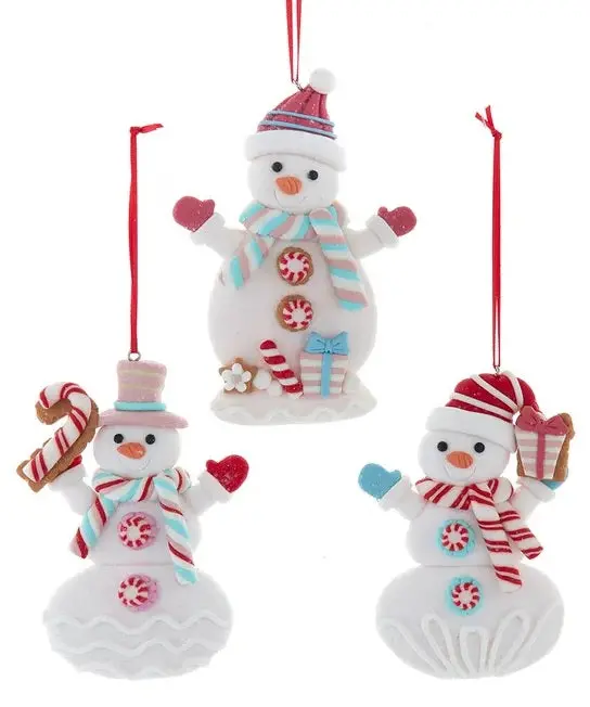 5" Peppermint Candy Snowman Ornament 1