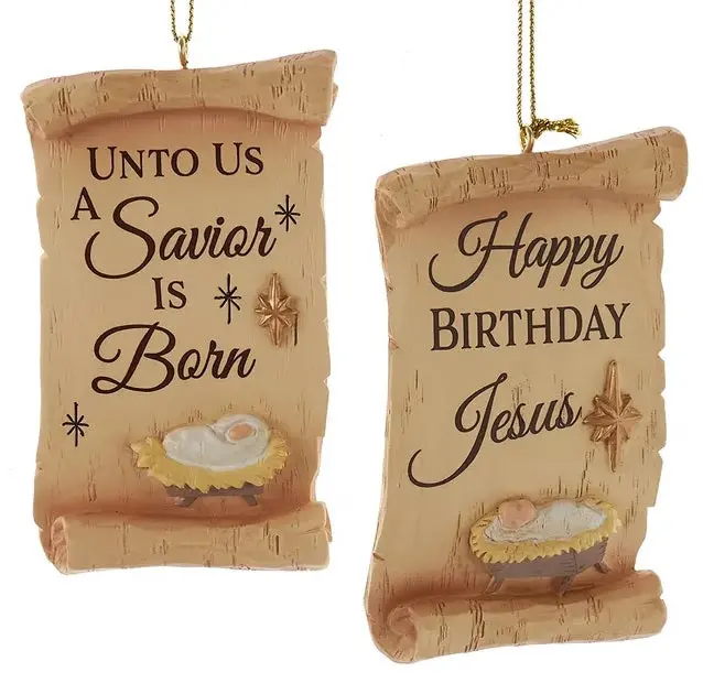 3.75" Religious Scroll Ornament 1