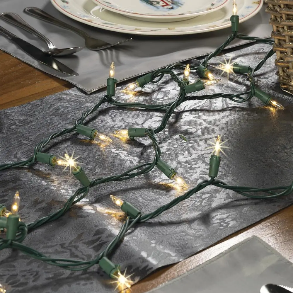 Set Of 100 Classic Twinkling T5 Mini Lights On A Green Wire 1