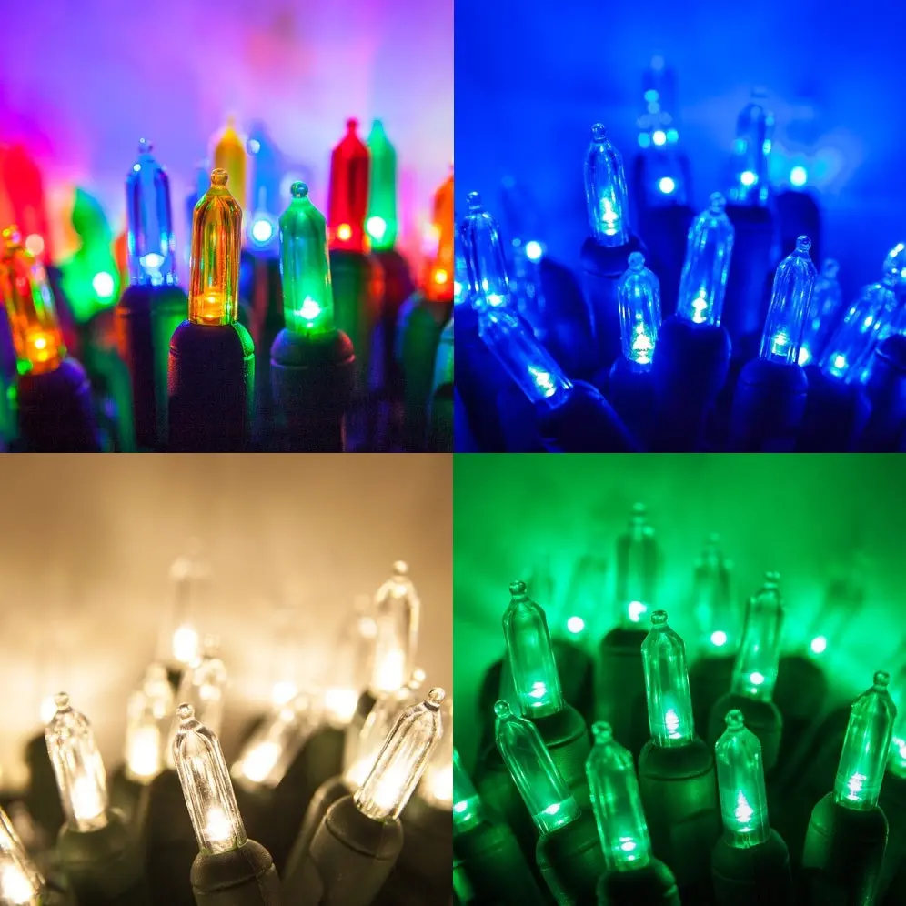 Set Of 100 Classic T5 Mini Lights On  A Green Wire 1
