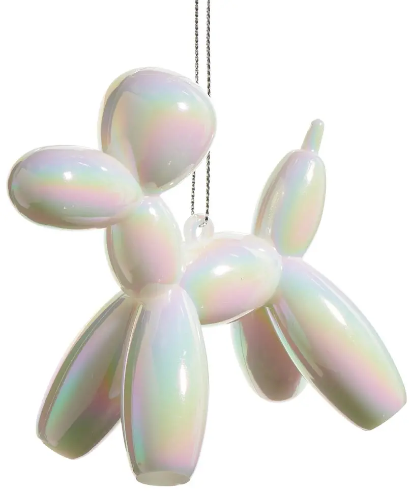3.75" White Iridescent Balloon Dog Ornament 1