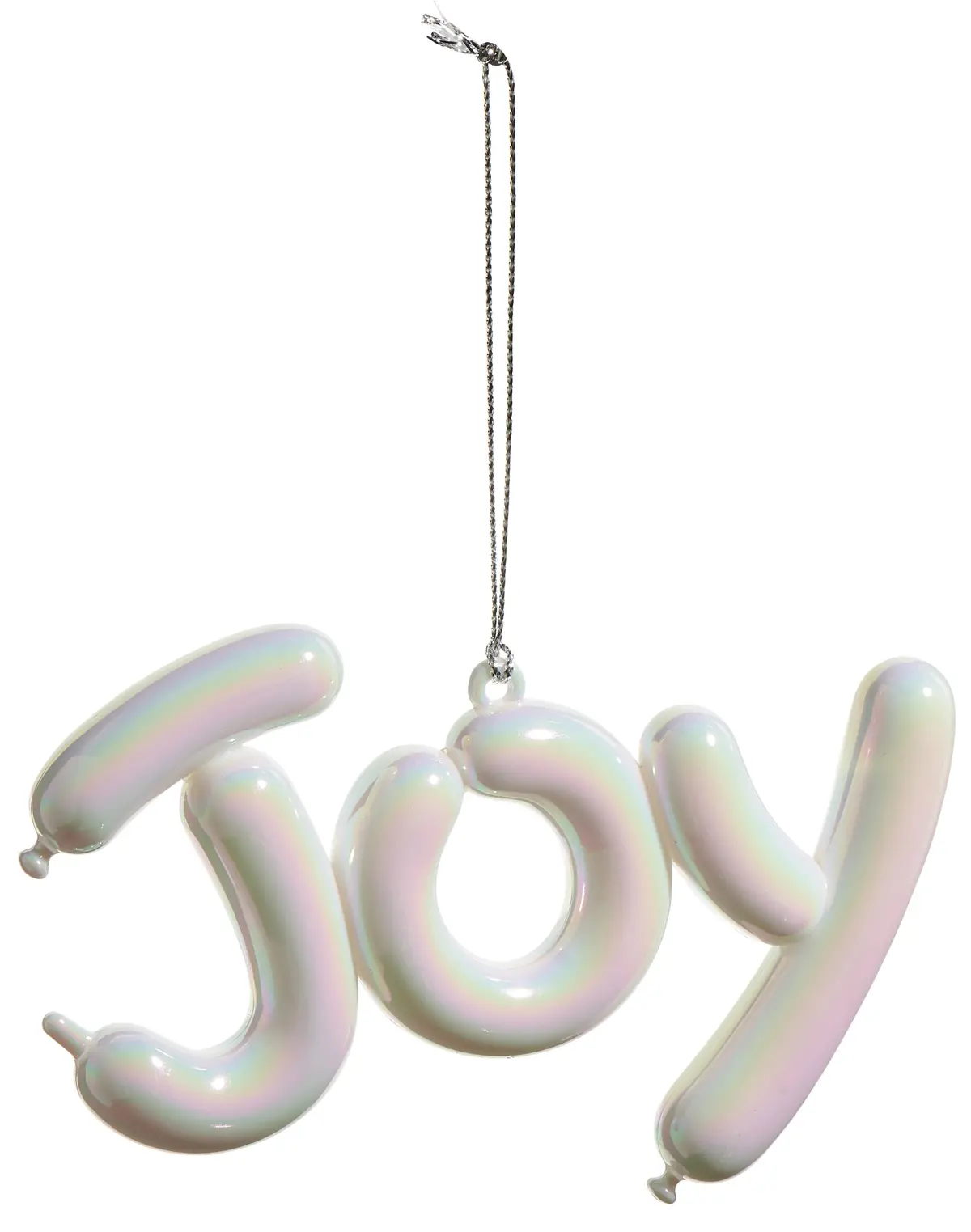 5" White Iridescent Joy Ornament 1