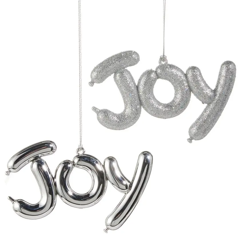 5" Silver Joy Balloon Ornament 1