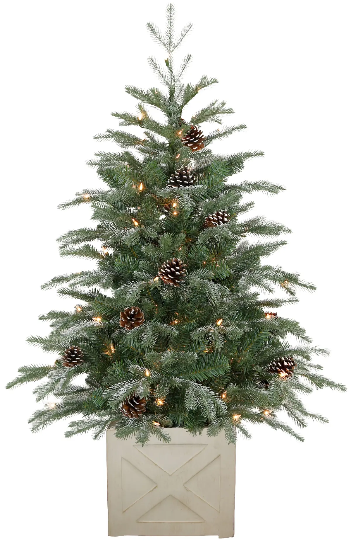 4' Snowy Devon Pre-Lit Potted Fir Tree With Pine Cones 1