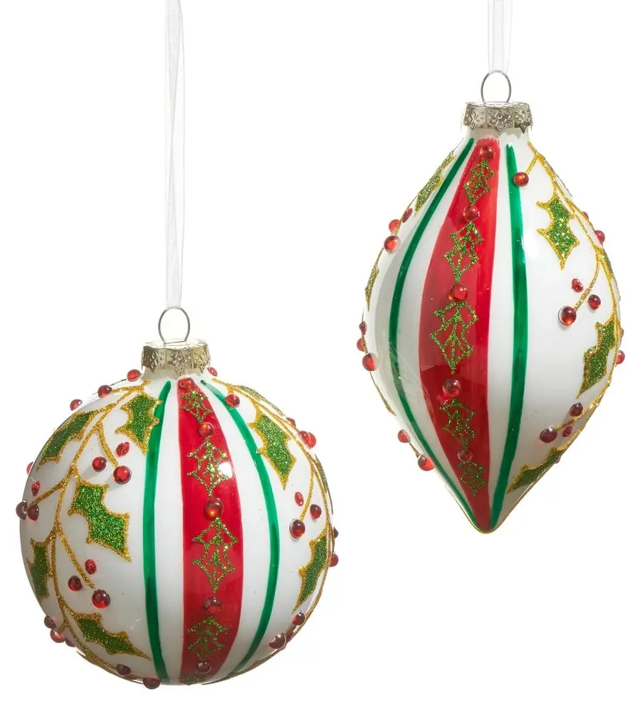 4" Holly Striped Ornament 1