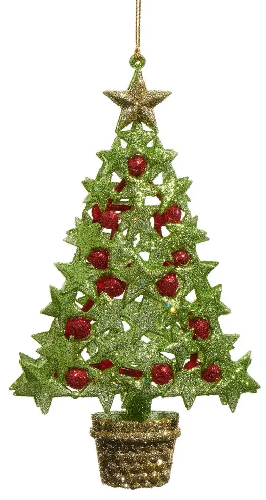 6.5" Star & Berry Green Tree Ornament 1