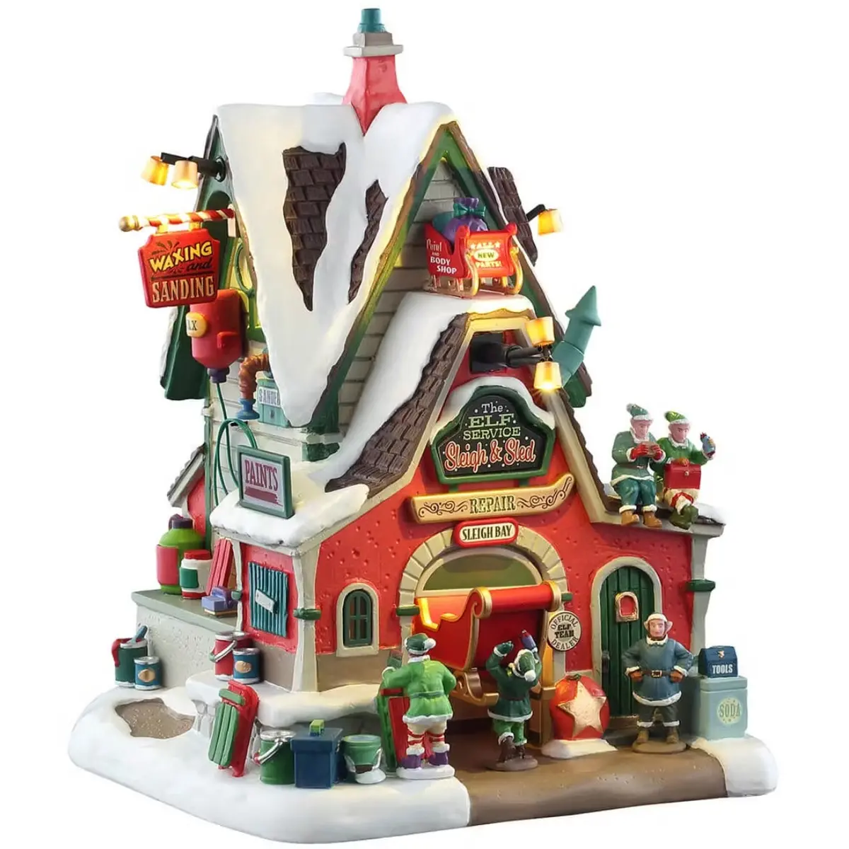 Lemax Santa's Wonderland Lighted Building: The Elf Service Sleigh & Sled Repair #55315 1