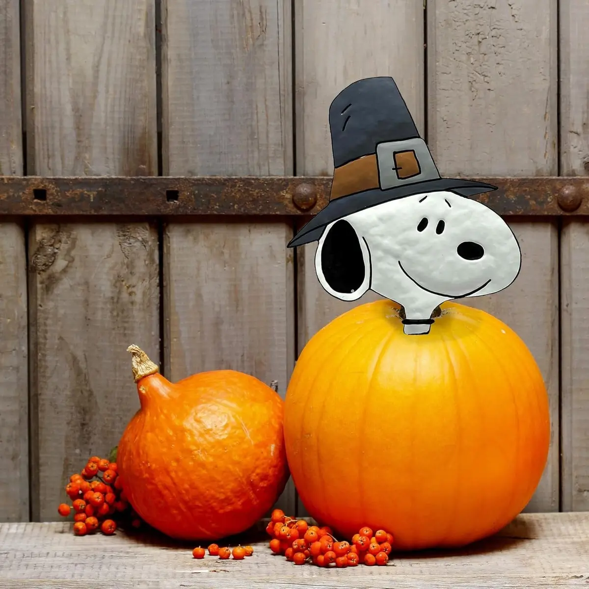 Peanuts® Pilgrim Snoopy Pumpkin Press-In Decoration 1