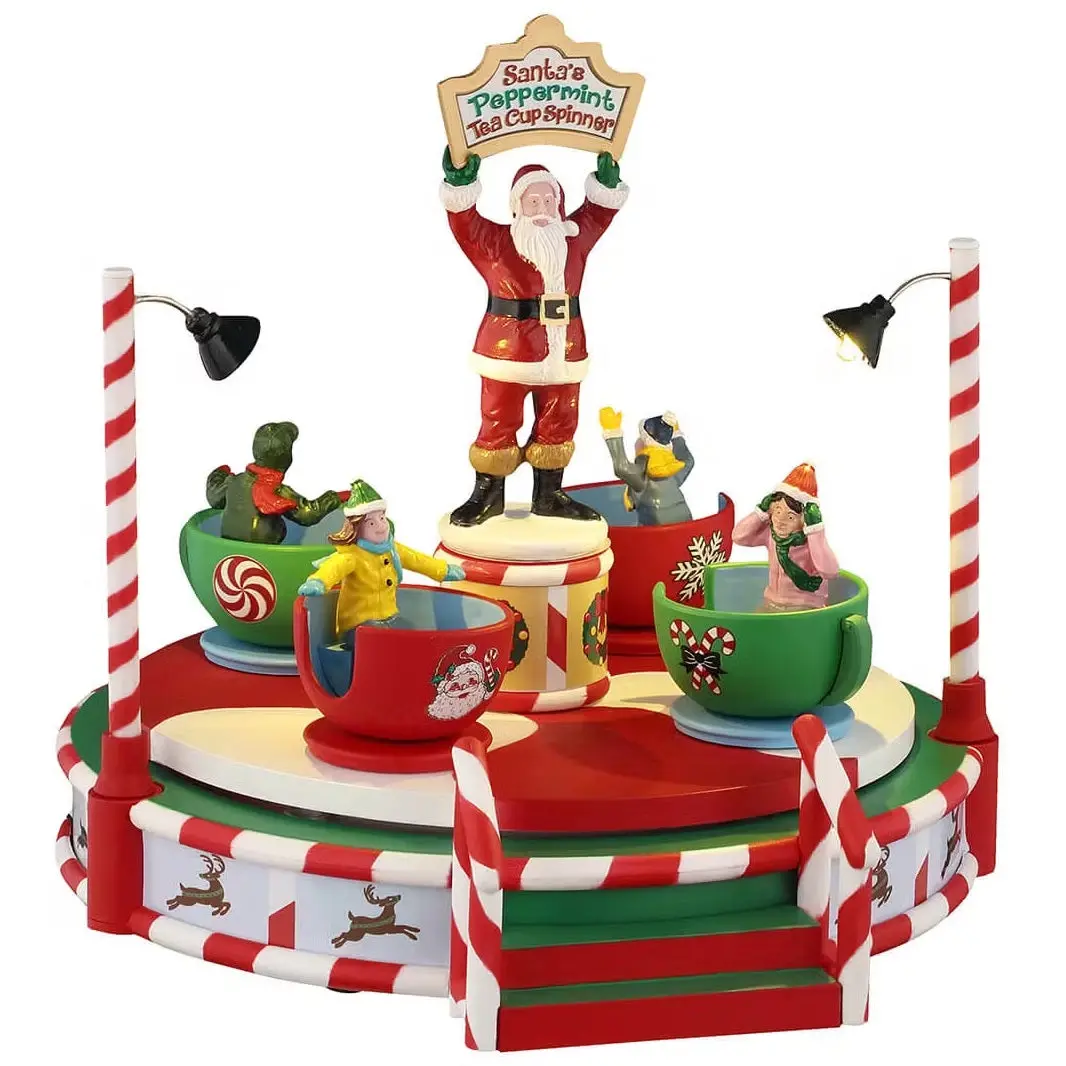 Lemax Carnival Table Accent: Santa's Peppermint Teacup Spinner #54446 1
