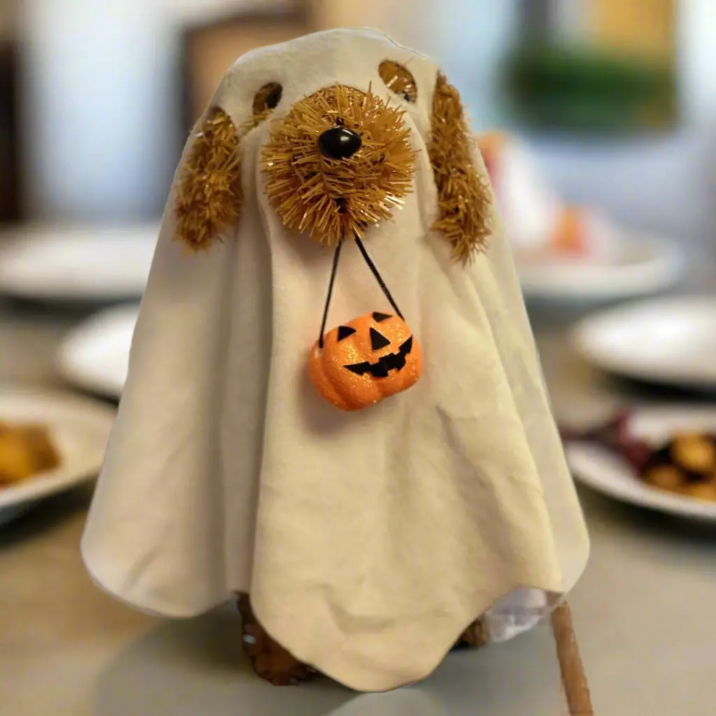 3D Tinsel Ghost Dog Tabletop Decoration 1