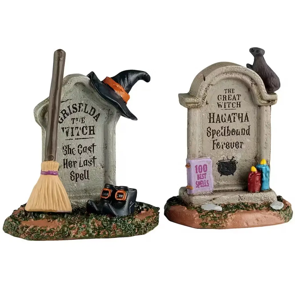 Lemax Spooky Town Witch Tombstones, Set Of 2 #54445 1