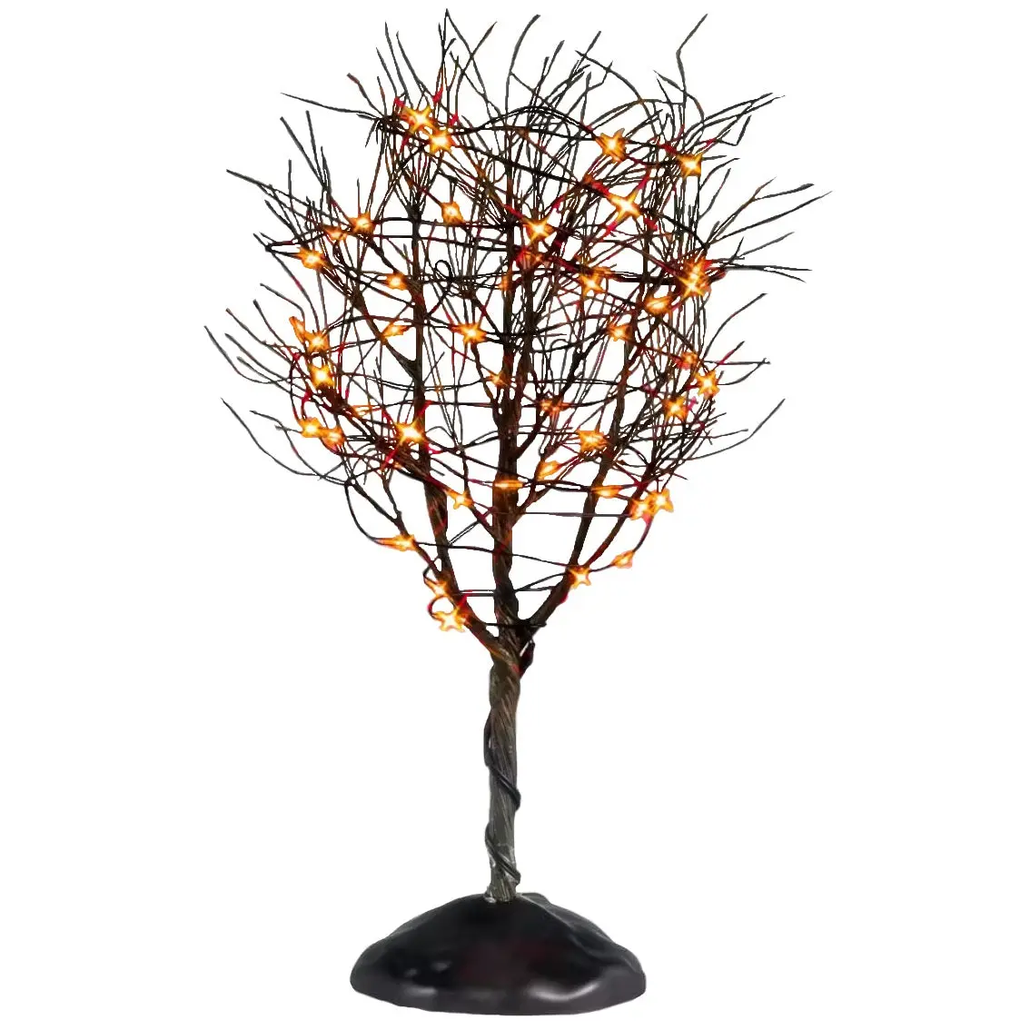 Lemax Spooky Town Dry Tree With Orange Lights #54520 1