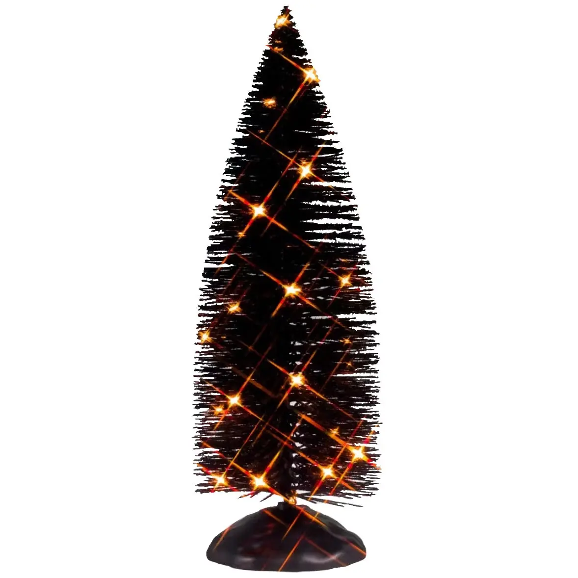 Lemax Spooky Town Black Bristle Tree With Orange Lights #54518 1