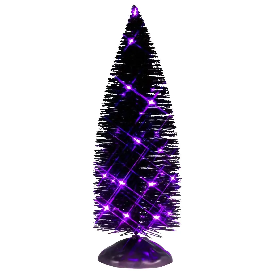 Lemax Spooky Town Black Bristle Tree With Purple Lights #54517 1