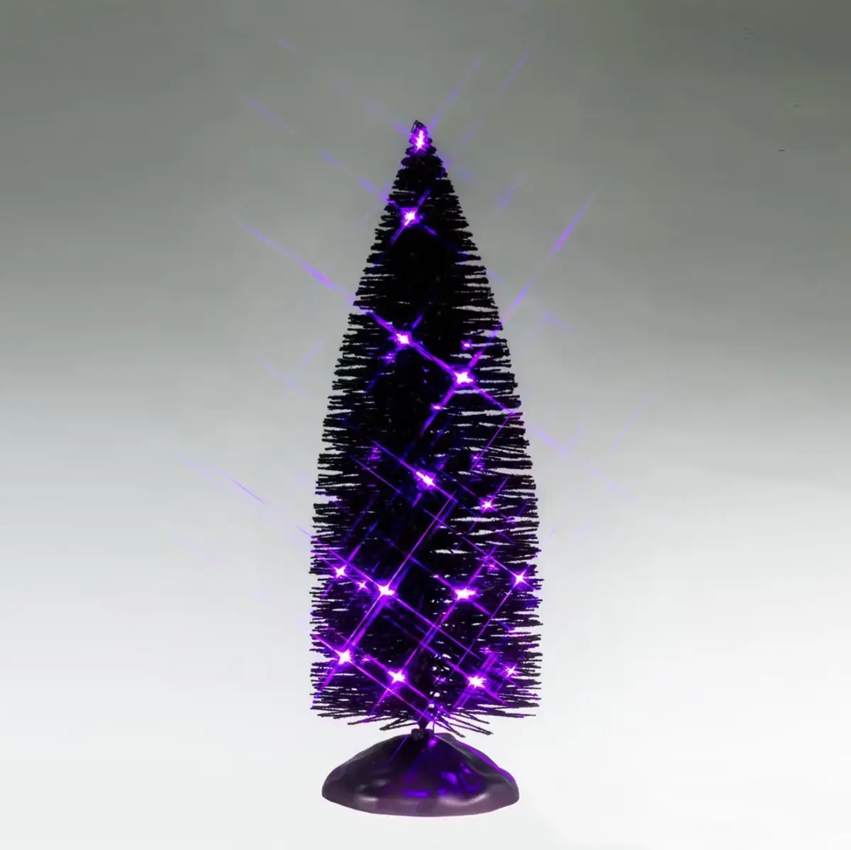 Lemax Spooky Town Black Bristle Tree With Purple Lights #54517 2