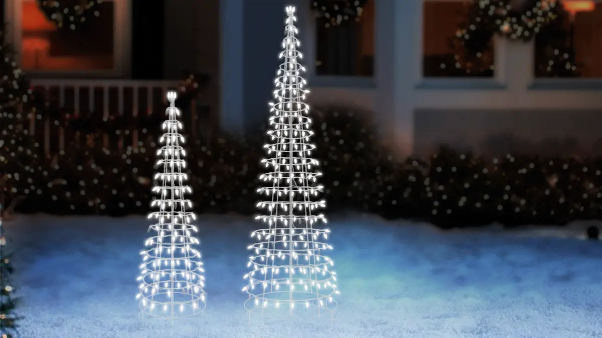 C5 Pure White Twinkling Cone Tree Decoration 1