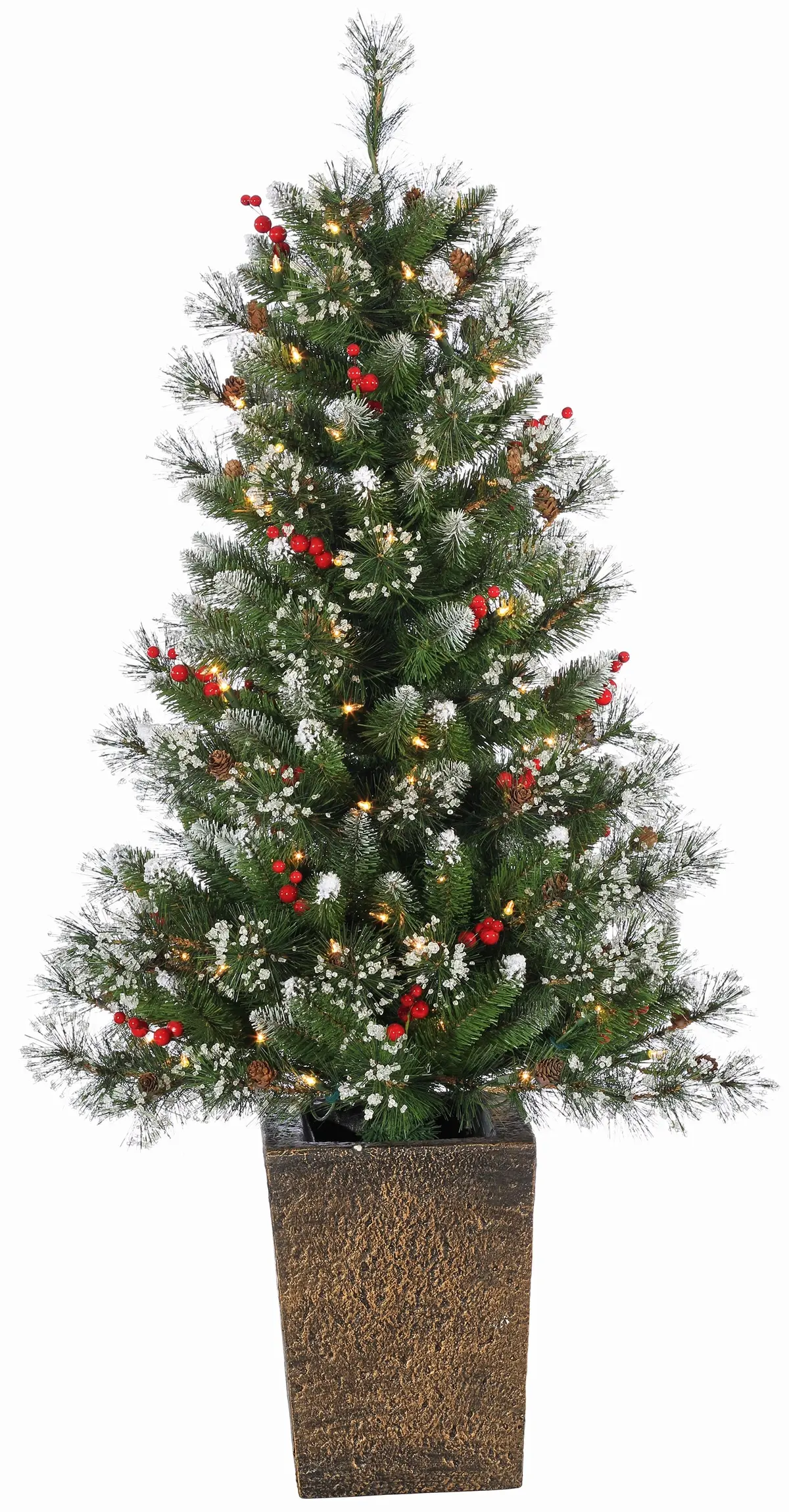 4' Windsor Glazier Pine Potted Artificial Christmas Tree With Color-Changing Led Lights 1