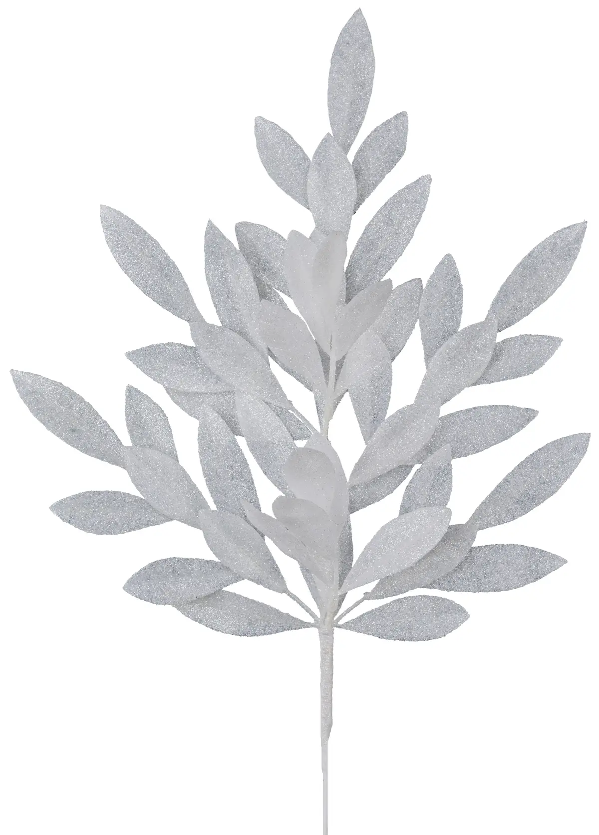 23" White Glitter Bay Leaf Spray 1