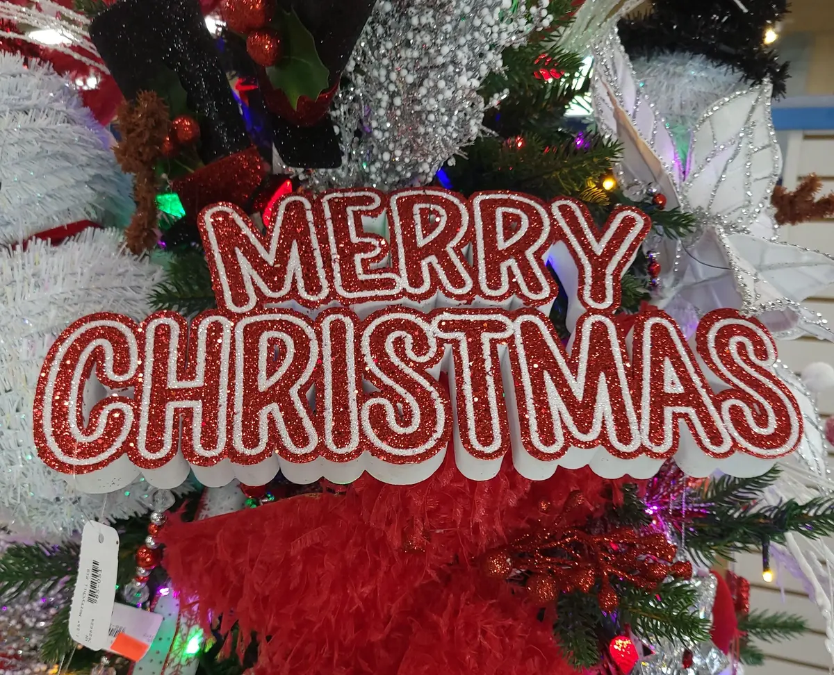 12.25" Red & White Merry Christmas Shelf Sitter 2