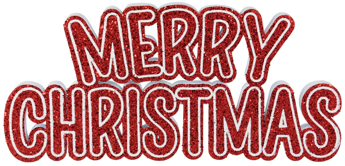 12.25" Red & White Merry Christmas Shelf Sitter 1