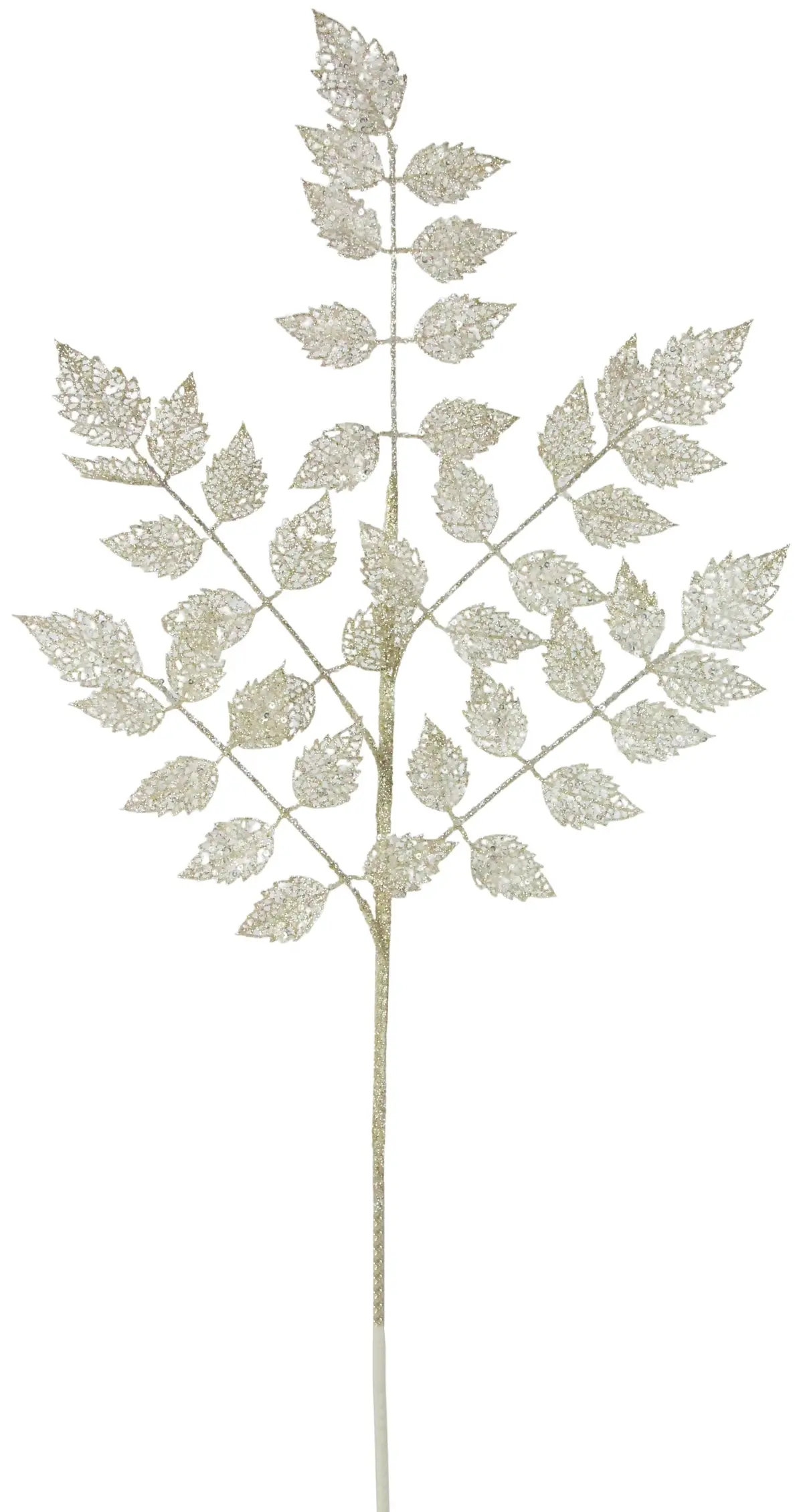30" Light Gold Glitter Rose Leaf Spray 1