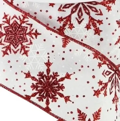 10 Yards Of Burgundy Snowflake Pongee Ribbon 2