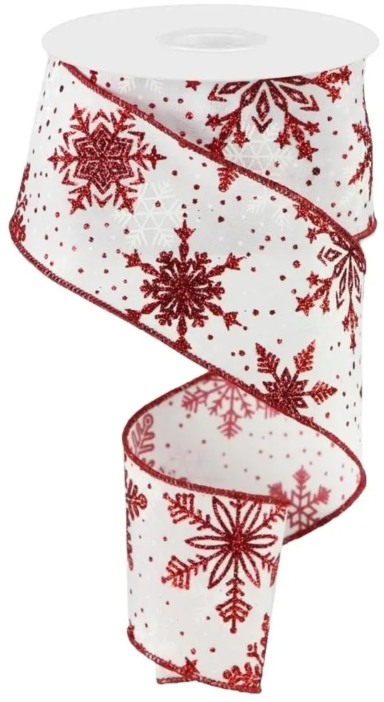 10 Yards Of Burgundy Snowflake Pongee Ribbon 1