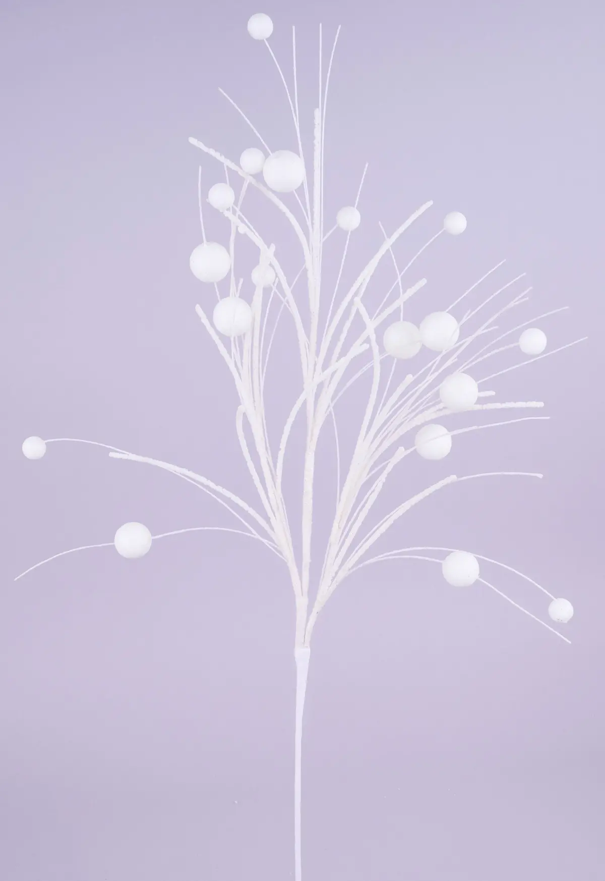 32" White Glittered Ball & Twig Fishline Spray 1