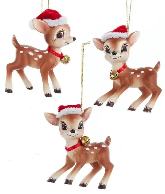 Deer With Santa Hat Ornament 1