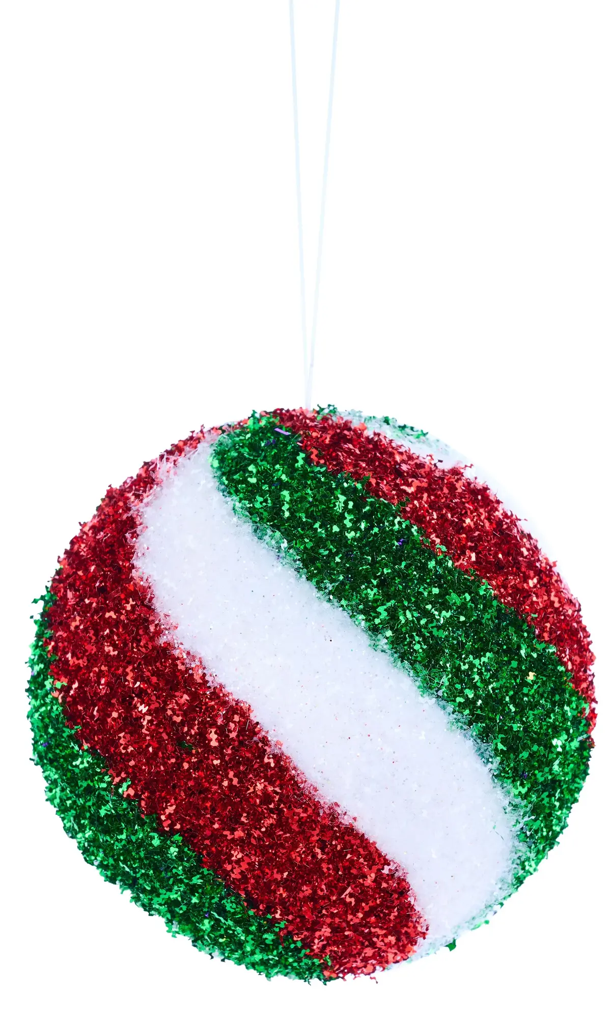 4" Glitter Swirl Ball Ornament (Red/Emerald/White) 1