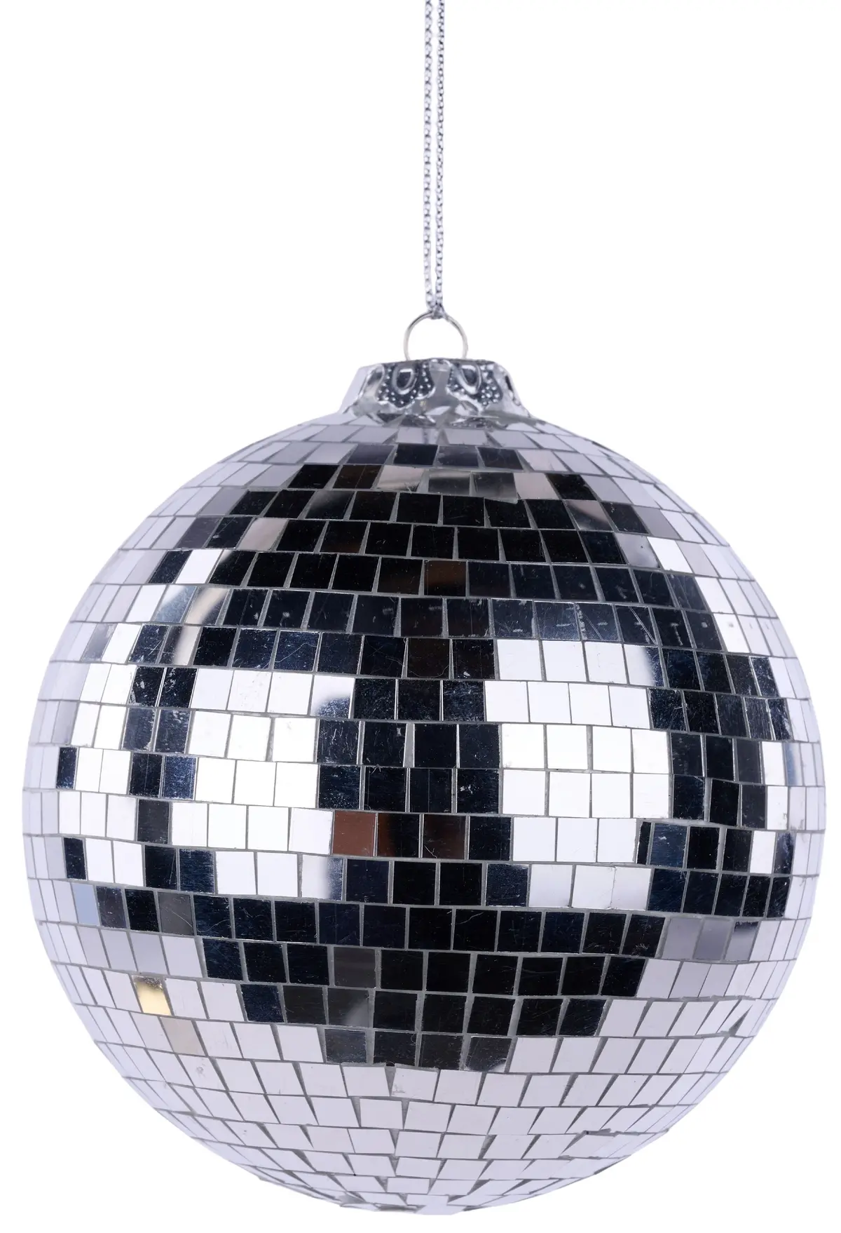 100Mm Shiny Silver Mirror Ball Ornament 1