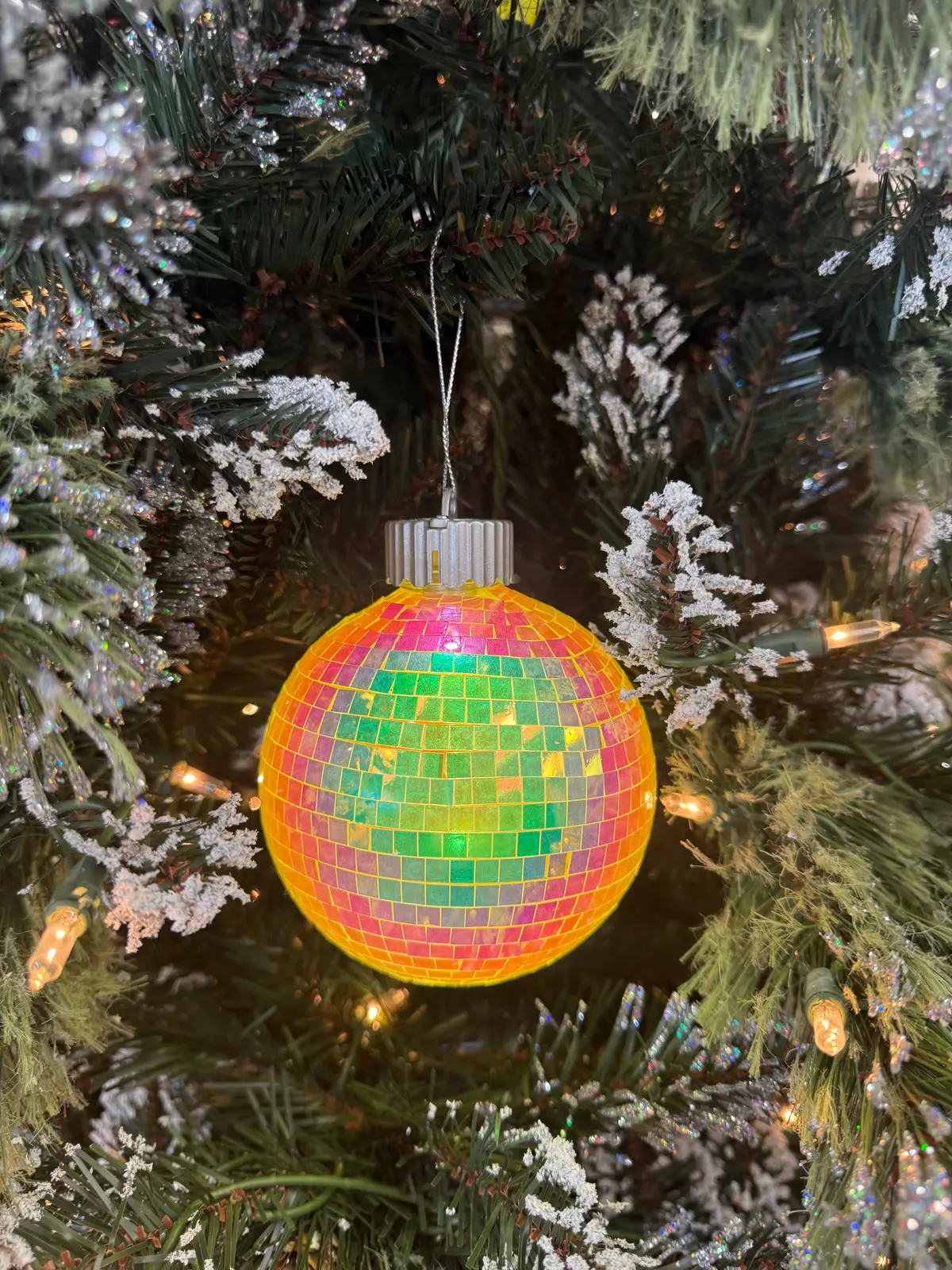 100Mm Iridescent Mirror Ball Light-Up Ornament 2