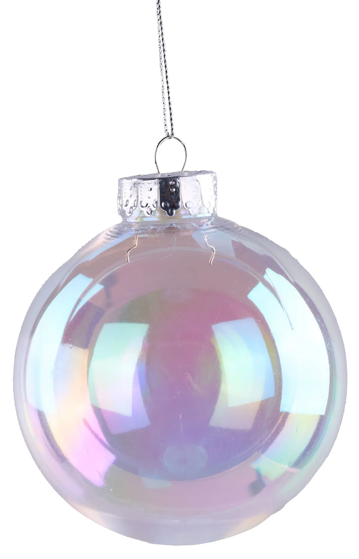 100Mm Iridescent Clear Plastic Ball Ornament 1