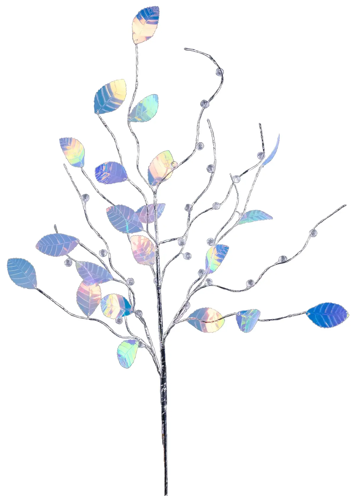 35" Iridescent Acrylic Bead & Leaf Spray 1