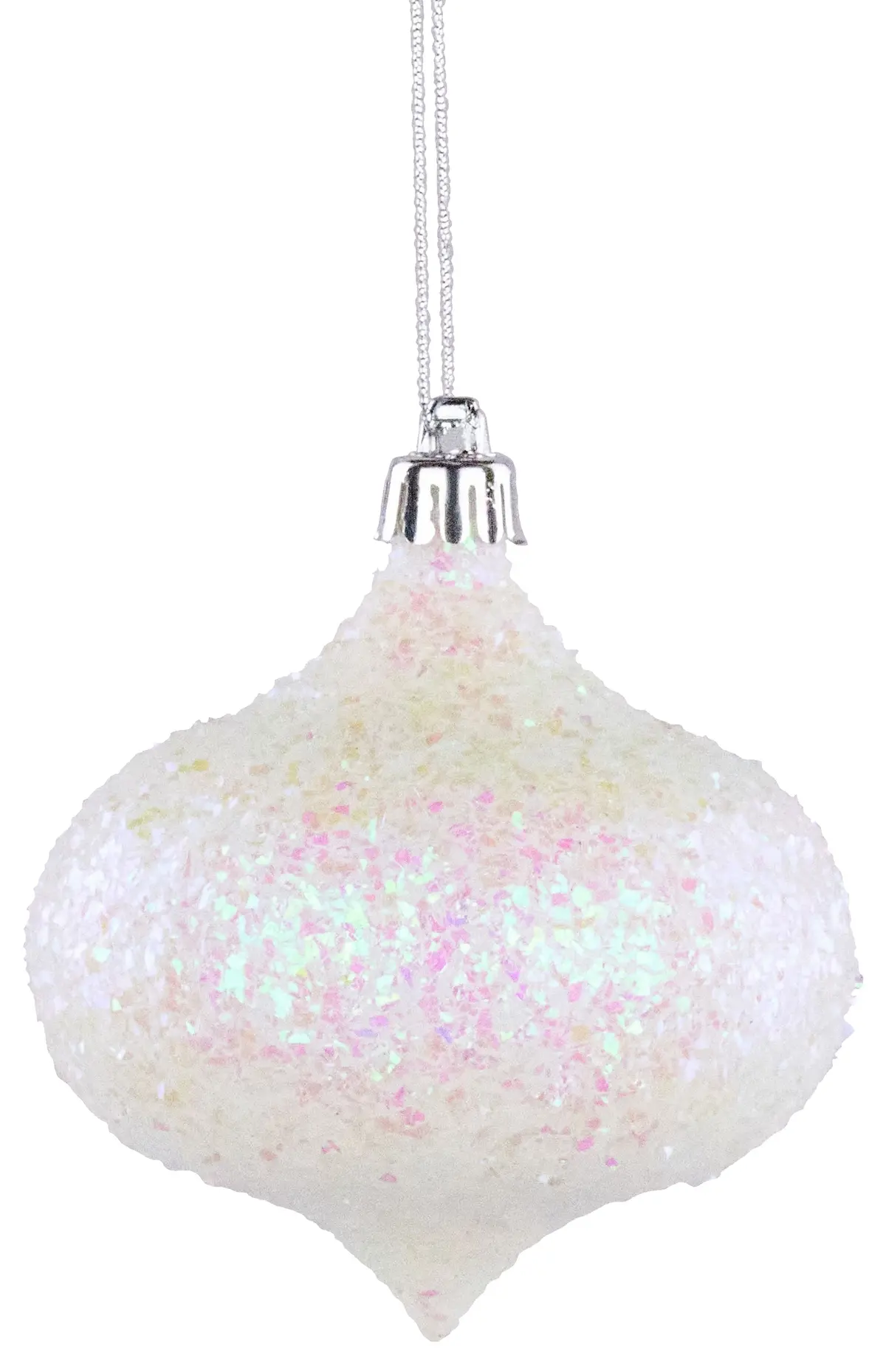 100Mm Iridescent Confetti Onion Ornament 1