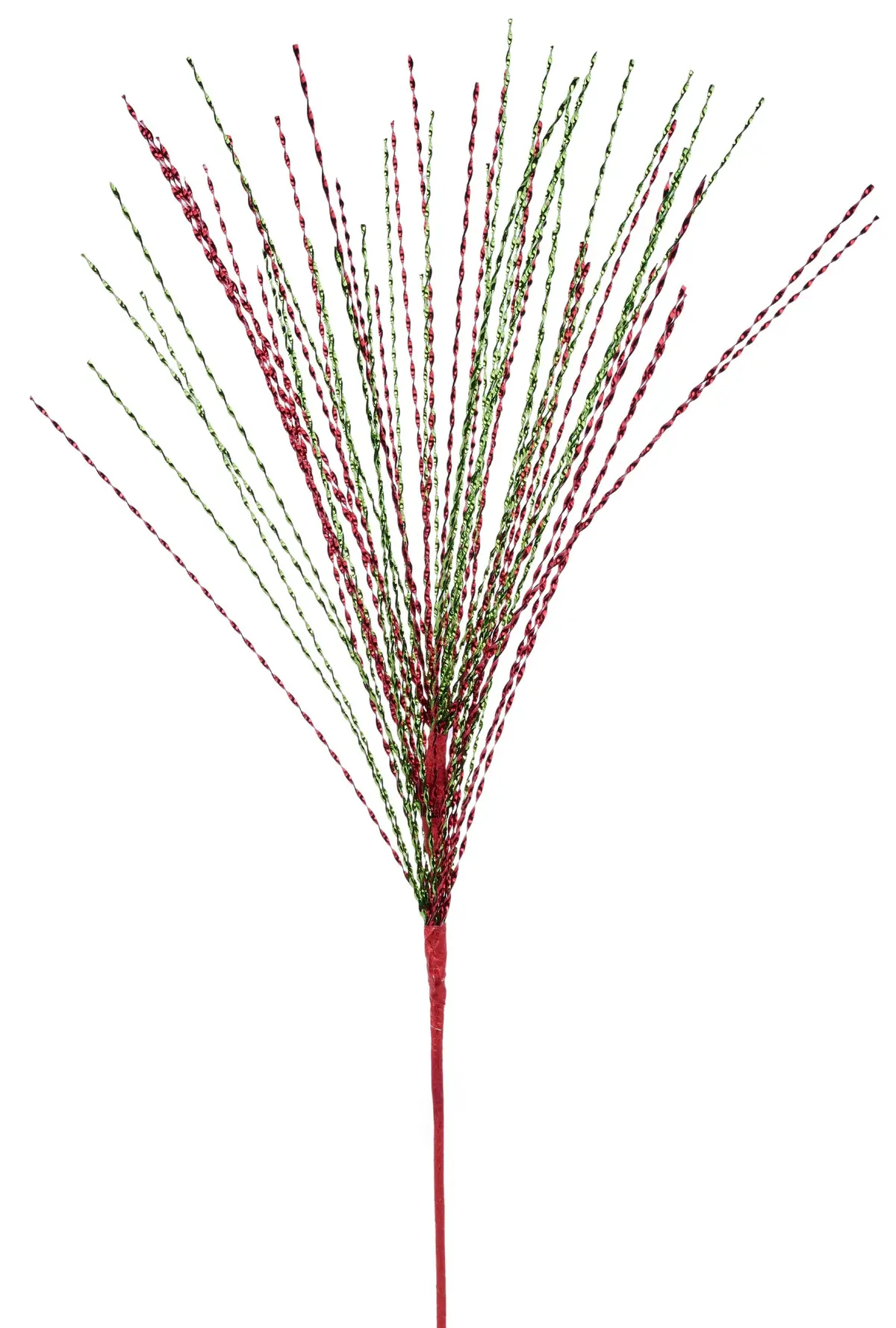 27" Red & Lime Green Metallic Twist Grass Spray 1