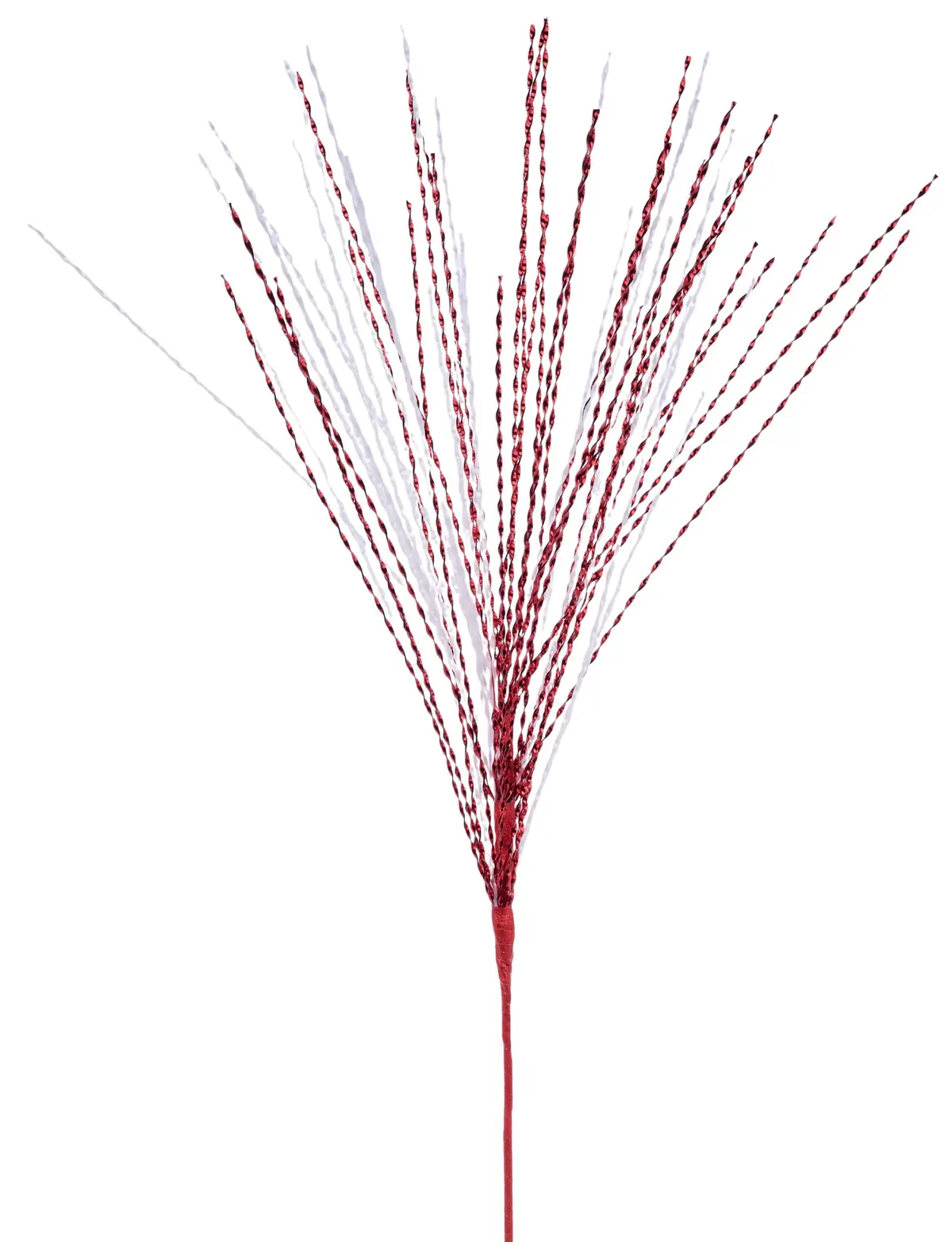 27" Red & White Metallic Twist Grass Spray 1