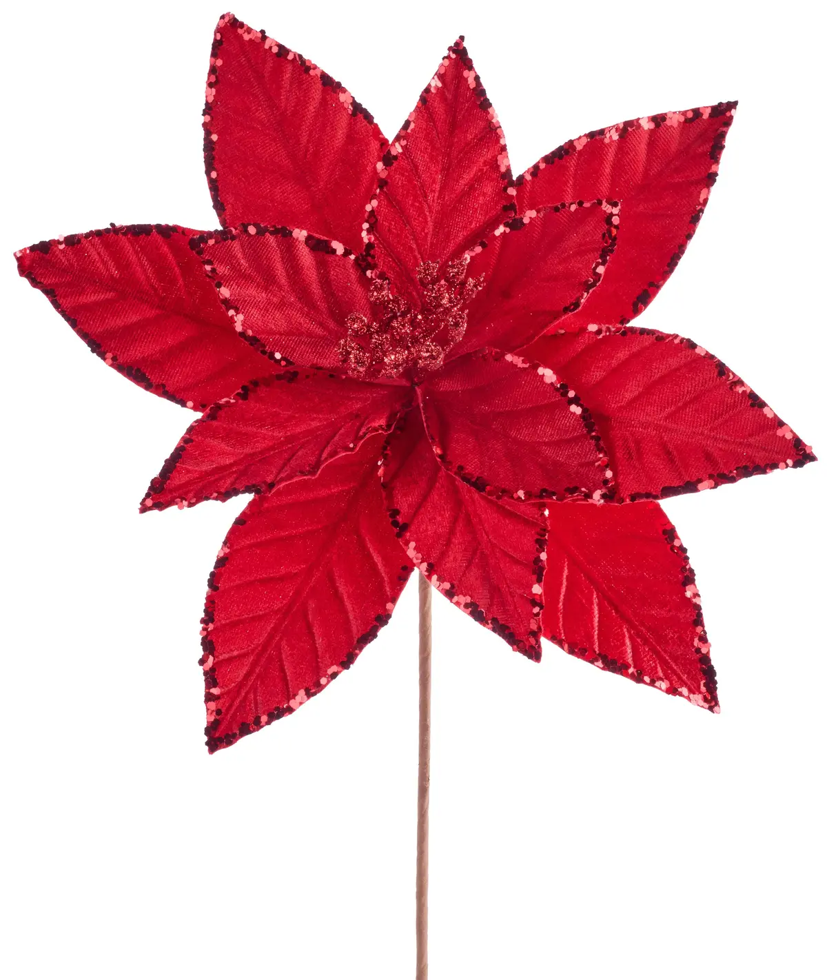 15.75" Red Velvet Poinsettia Stem 1