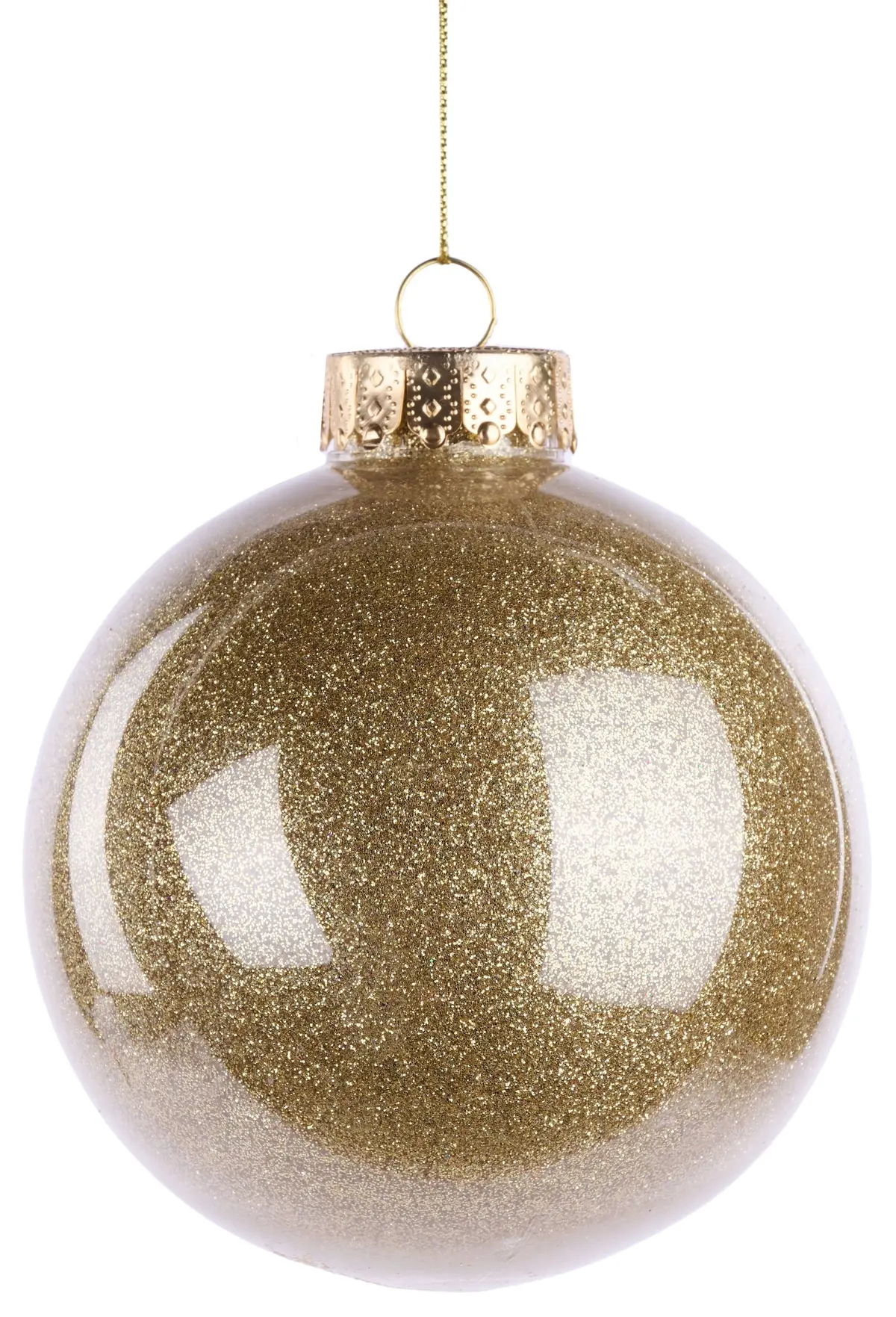 100Mm Gold Glitter Lacquer Glass-Look Ornament 1