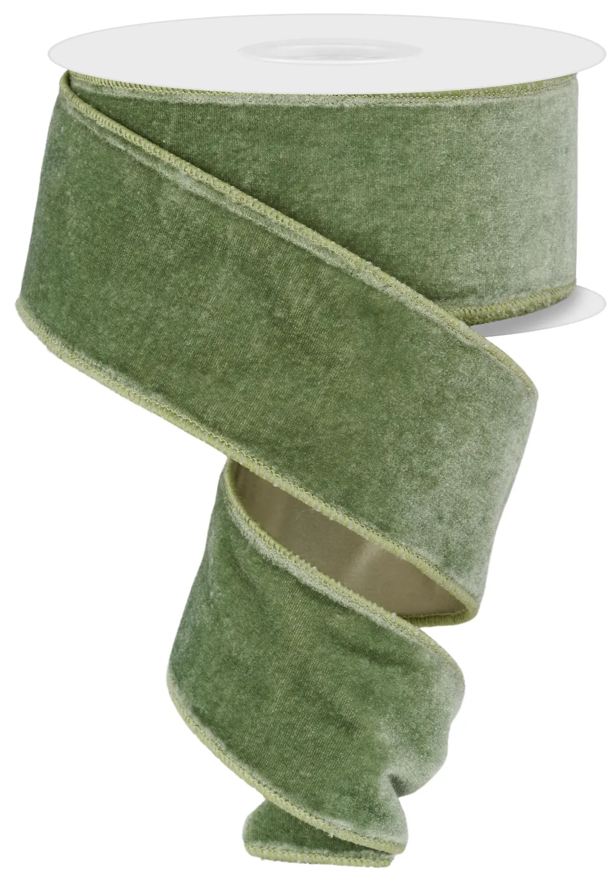 10 Yards Of Sage Green Deluxe Velvet Ribbon With Satin Backing 1